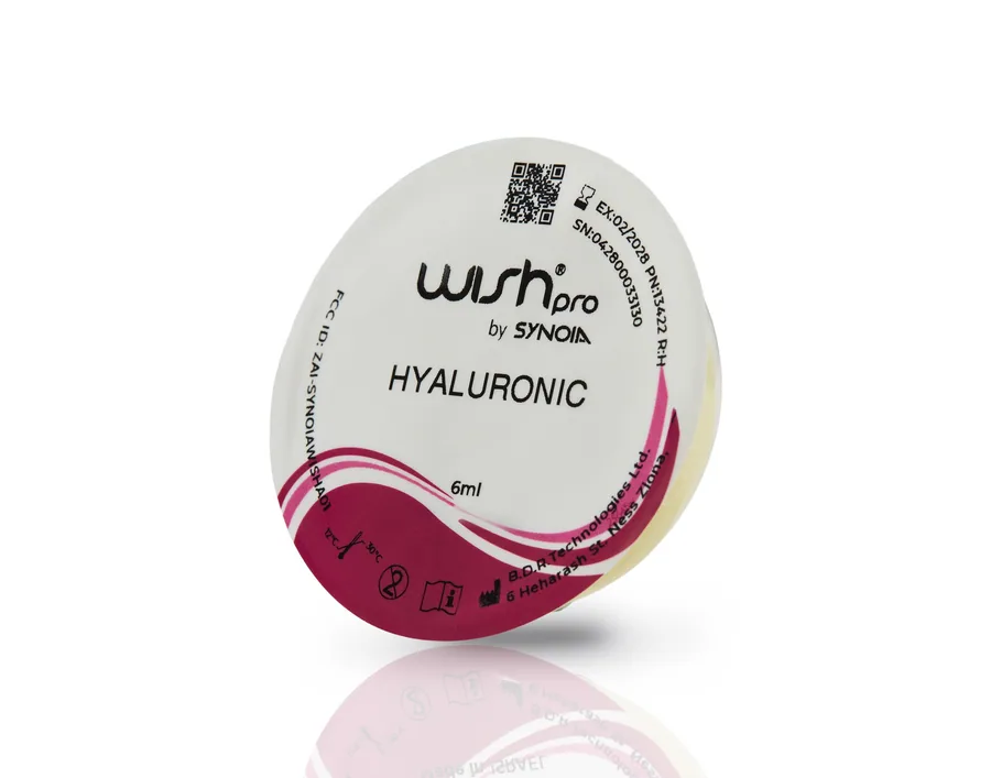 The lid of a sealed WISHpro Hyaluronic capsule