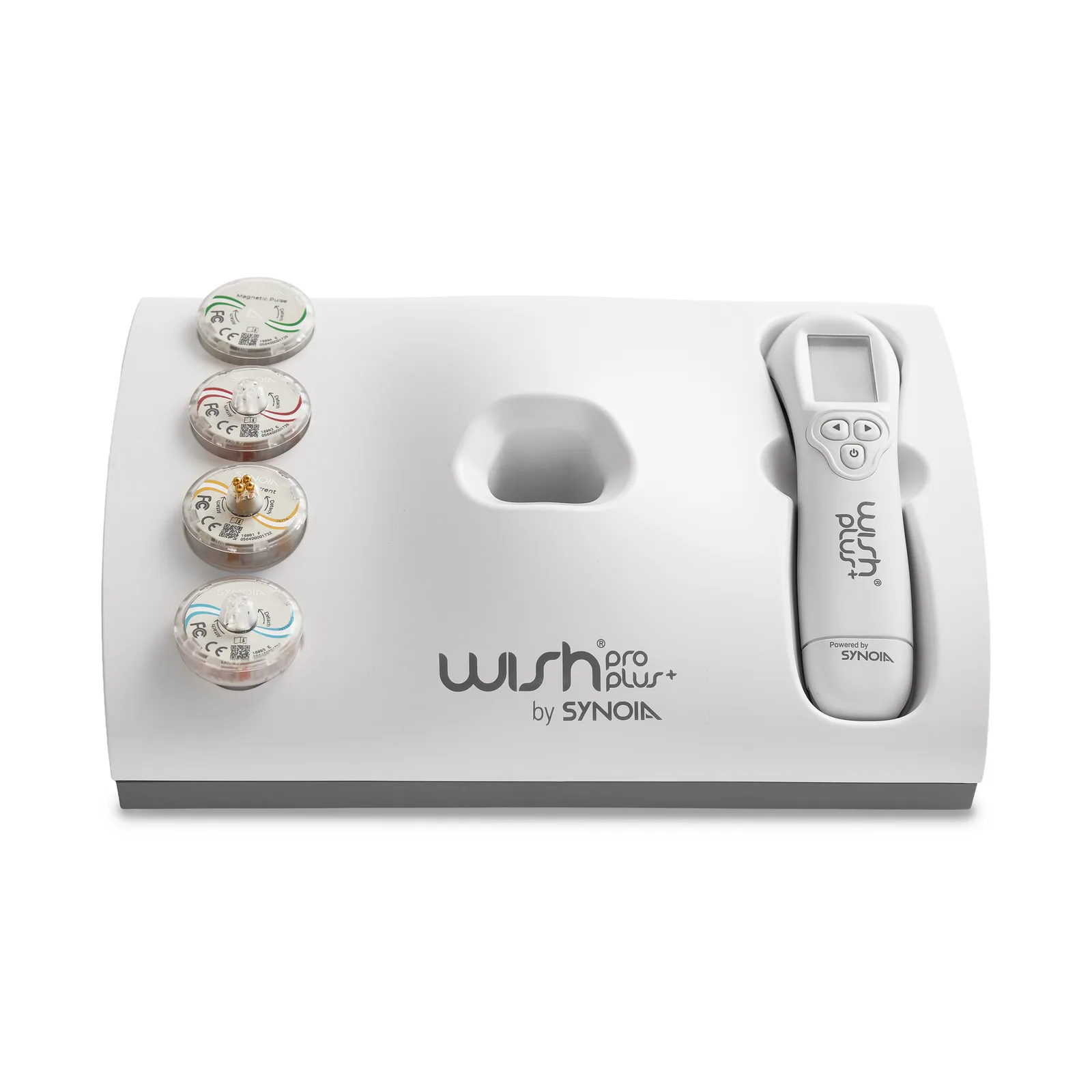The WISHpro console with the handpiece docked and all four technology heads in place